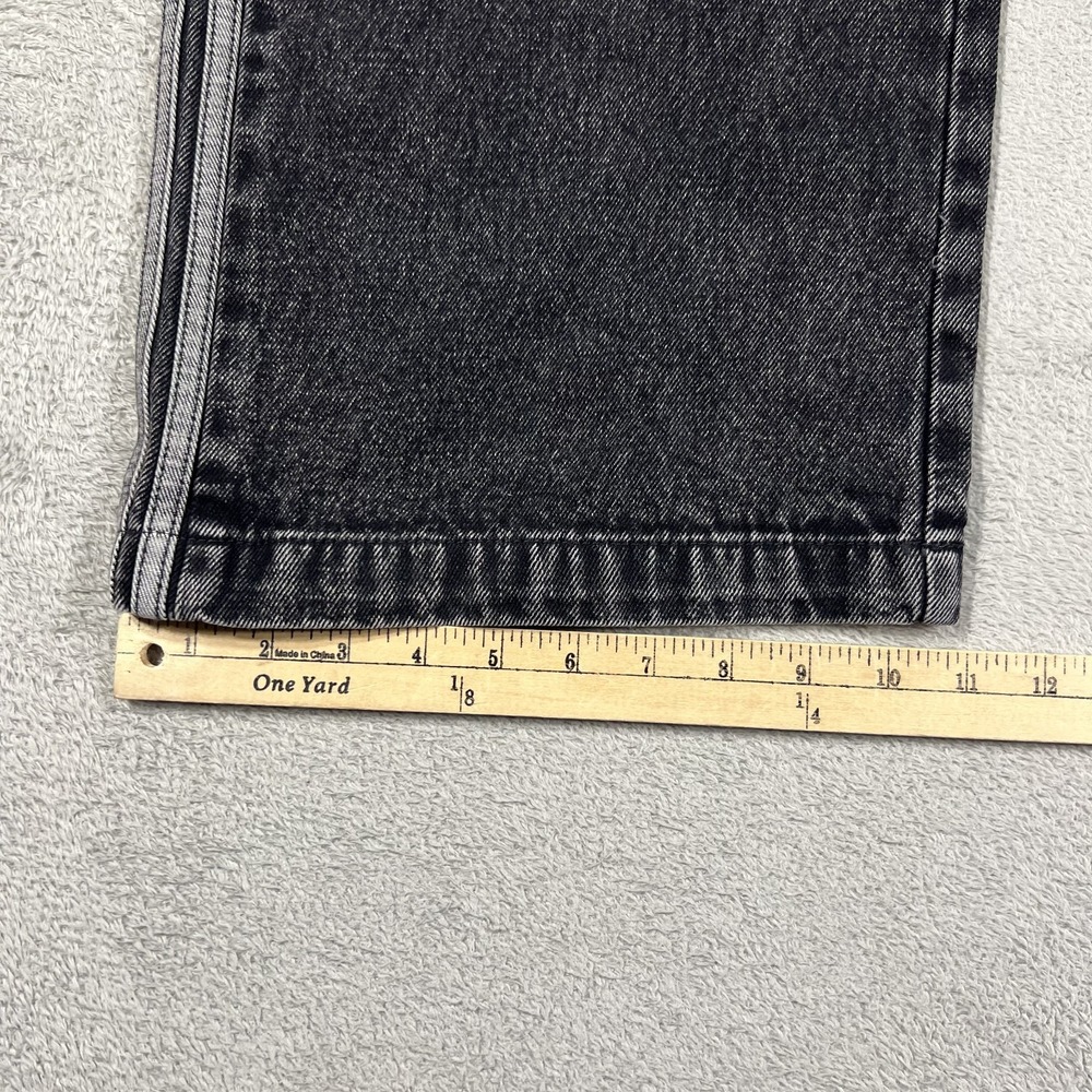 adidas 3 Stripes Jeans Pants Womens 31x30 Wide Leg Black Denim Loose Fit - Picture 3 of 14